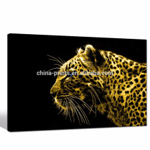 Abstrait Leopard Canvas Wall Art / Blue Eyes Reproductions de toile de léopard pour salon / vie sauvage Affiche tendue et encadrée